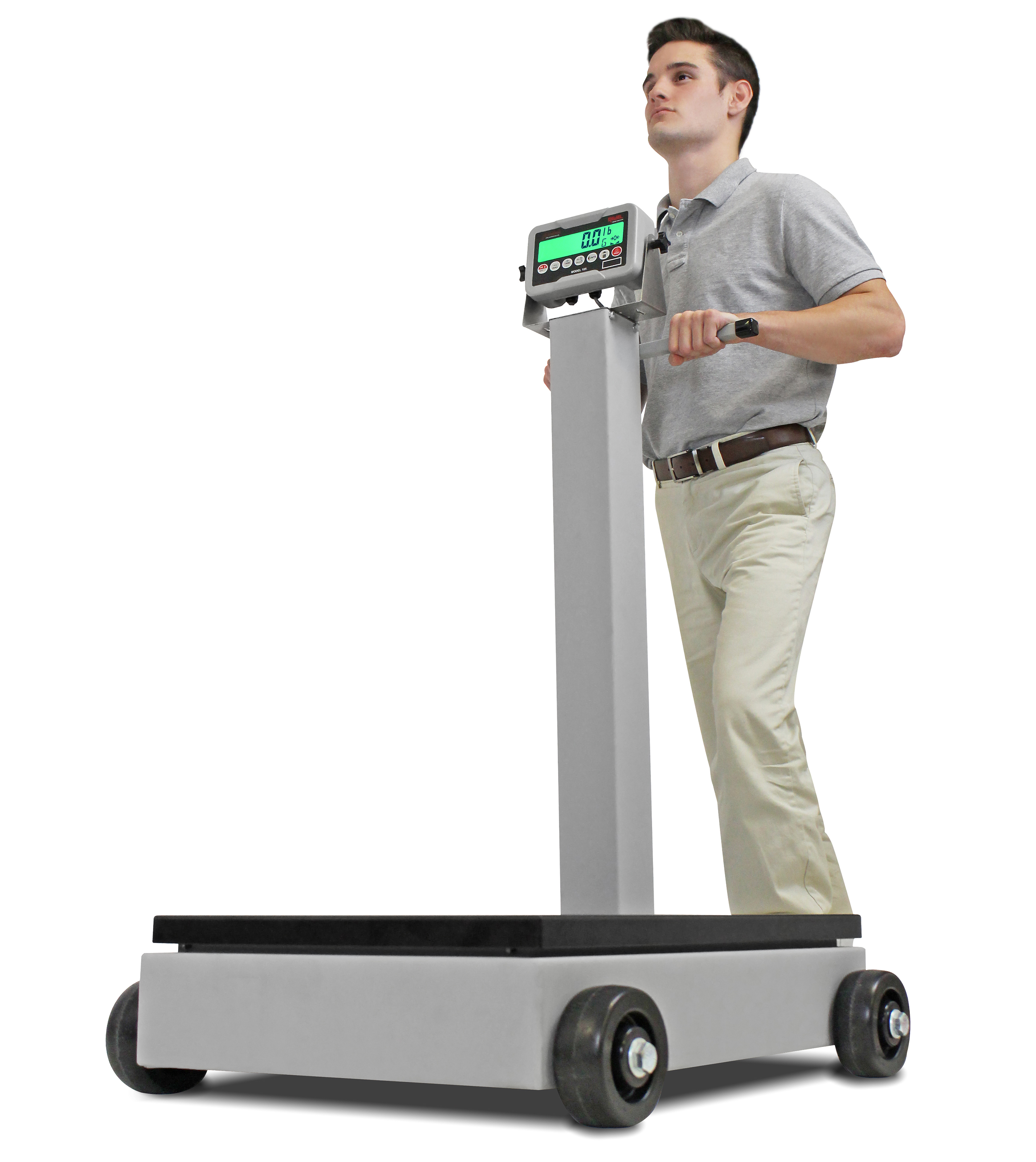Cardinal Scale-Detecto 6855 Platform 18 in. x 14 in. x 1.75 in. Portable  High Capacity Digital Scale 600 Lb X .2 Lb- 270 Kg X.1 Kg Wrap Around  Tubular Handrails 