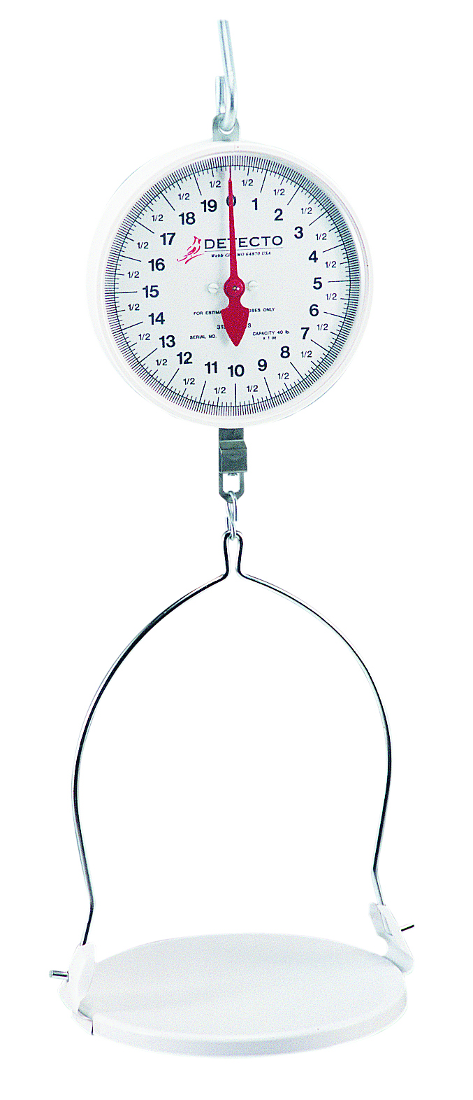 Detecto MCS-20H Hanging Dial Scale 20 lb Capacity Hook